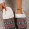 Christmas Ethnic Pattern Fluffy Toe-covered Slippers