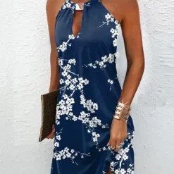 Halter Floral Sleeveless Casual Dress