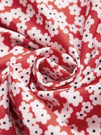 Casual V Neck Loose Short Sleeve Floral Dress - Image 6