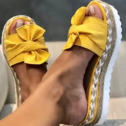 Women Casual Daily Comfy Bowknot Slip On Sandals