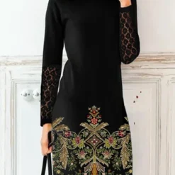 Boat Neck Loose Party Ethnic Lace Dress