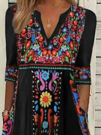 V Neck Boho Regular Fit Dress - Image 3
