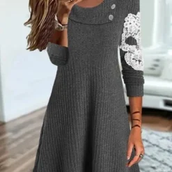 Asymmetrical Knitted Casual Dress