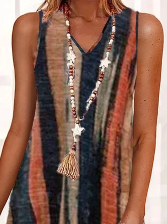 Casual Striped Sleeveless Weaving Dress - Image 2