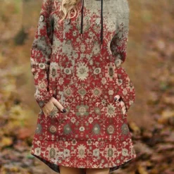 Long Sleeve Hoodie Knitting Dress