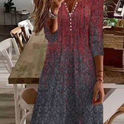 Abstract V Neck Casual Dress
