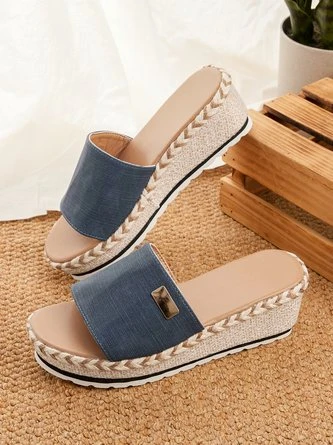 Resort Hemp Rope Sole Wedge Sandals - Image 6