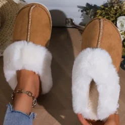 Casual Household Fluffy Toe-covered Slippers