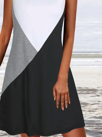 Color Block Loosen Casual Midi Sleeveless Knitting Dress - Image 3