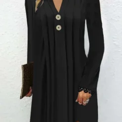 Loose Casual Plain Jersey Dress