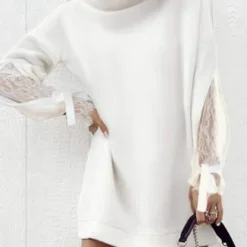 Lace Loose Crew Neck Party Dress