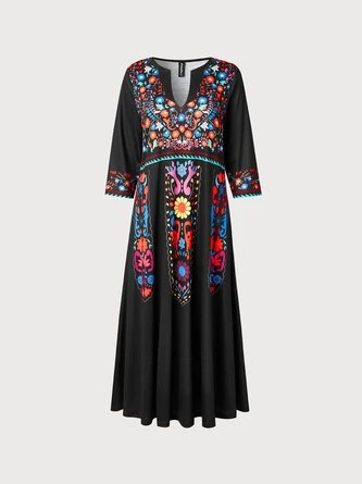 V Neck Boho Regular Fit Dress - Image 4