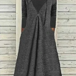 Casual Plain Long Sleeve Loose Dress