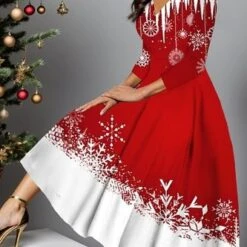 Loose V Neck Casual Dress