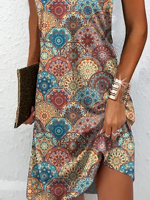 Casual Printed Hippie Sleeveless Halter Dress - Image 3