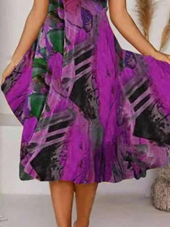 Boho Printed V Neck Floral Weaving Dress - Image 12