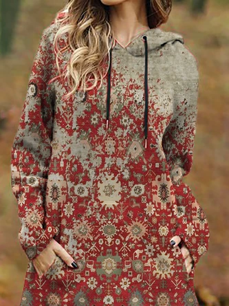 Long Sleeve Hoodie Knitting Dress - Image 2