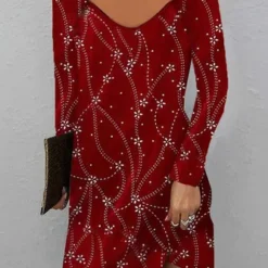 Abstract Graphic Casual Loose Sweetheart Neckline Dress