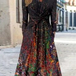 Abstract Casual Jersey Dress