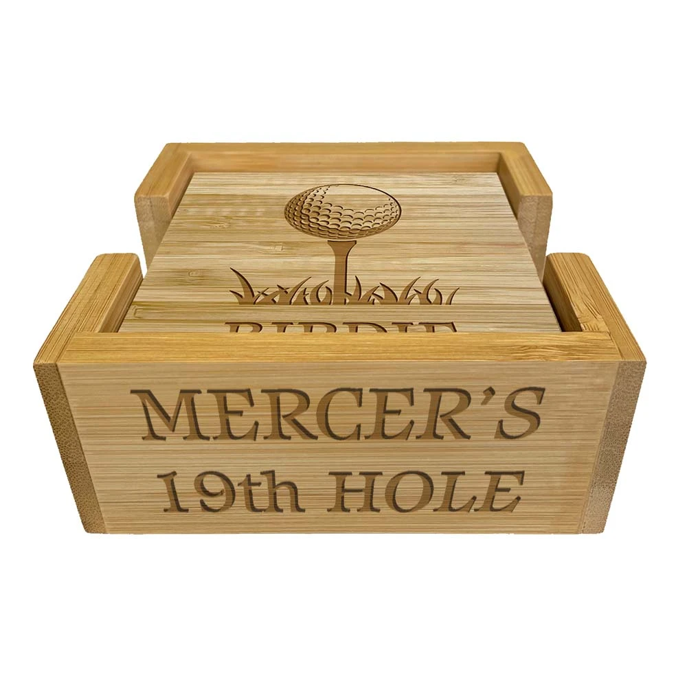 Engraved Golf Score Coaster Set - Image 3