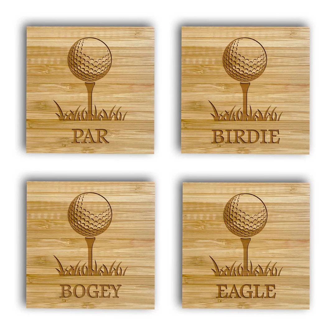 Engraved Golf Score Coaster Set - Image 2