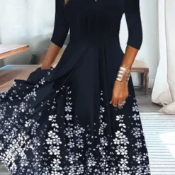 Casual Floral Autumn Natural Micro-Elasticity Loose Jersey Best Sell T-Shirt Dress Dress For Women