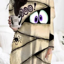 Loose Casual Pocket Stitching Halloween Dress