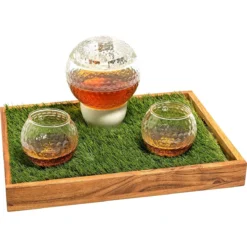 Golf Ball Decanter And Glass Set With Tray