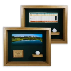 Hole-In-One Ball & Photo/Scorecard Shadow Box - Oak